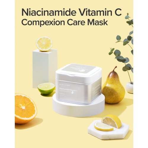 Mary&May Niacinamide Vitamin C Daily Mask - Quick Dispenser Type Korean Face Mask Sheet for Radiance Clear Skin - Dark Spot Correction and Luminous Skin - Hypoallergenic and Eco-Friendly, 30 Sheets