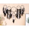 Dream Catchers Boho Wall Decor Moon and Sun Feather Handmade Traditional Dream Catcher Wall Hanging Decor for Kids Bedroom Adult Living Room Home Bohemian Decorations (Black Set)