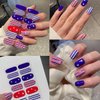8Sheets Independence Day Semi Cured Gel Nail Strips 4th of July Nail Polish Stickers Designs Star Patriotic American Flag Full Wrap Nail Polish Decals Decoration for Women DIY Acrylic Nails