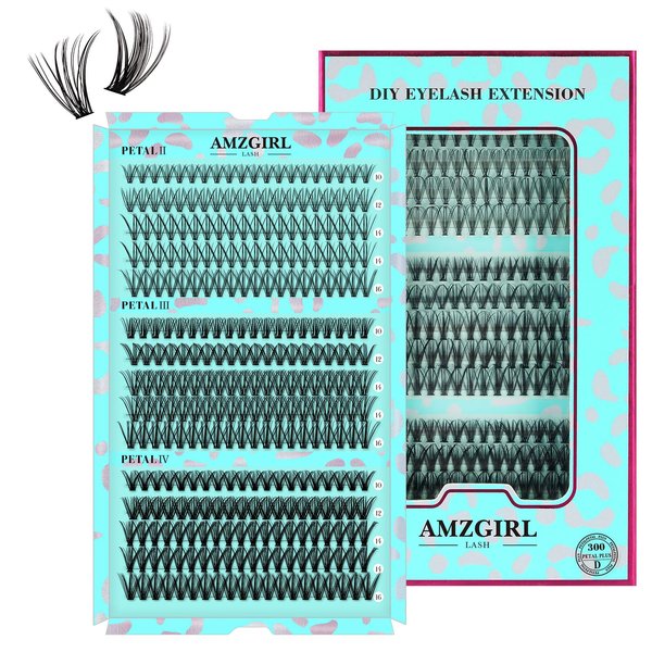 Lash Clusters Diy Eyelash Extensions Individual Lashes Cluster Wispy D Curl Eyelashes Extension Clusters Fluffy Natural 300pcs False Lashes(P203040,D-Mix10-16mm)
