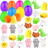 24PCS Easter Eggs + 24PCS Mochi Squishy Toys, Surprise Eggs Filled Mini Animal Squishy Stress Relief Toys for Kids Easter Mochi Squishies Party Favor, Easter Basket Stuffers, Easter Eggs Fillers Gifts