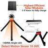 Solar motion sensor camping lights Aluminum case, 9W 1400-Lumen (130W Equi.) Solar sensor flood spot lights for outside camp post yard fence floor deck patio path, 100-week FREE refund/replacement