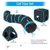 Cat Tunnels for Indoor Cats, Cat Tent, Cat Cube and Feather Cat Toy Collapsible Combo, with Interactive Cat Toy Ball, Cat Toy Set for Indoor Cat, Ferret, Guinea Pig, Rabbit, Bunny, Blue