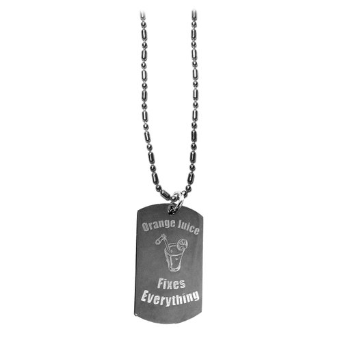 Hat Shark Orange Juice Fixes Everything - Luggage Metal Chain Necklace Military Dog Tag