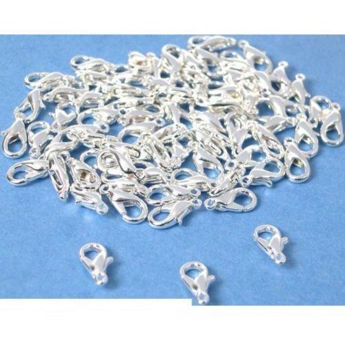 75 Silver Plated Mini Lobster Claw Clasps 10mm Lead & Nickel Free