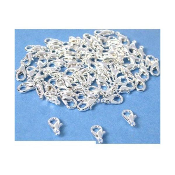 75 Silver Plated Mini Lobster Claw Clasps 10mm Lead & Nickel Free