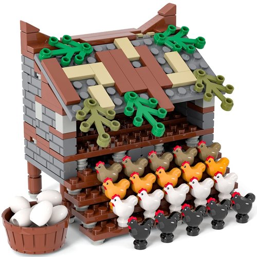 New Model Building Blocks City Farm Animals Building Blocks for Kids MOC Bricks Parts Chicken Coop Hen House Toys for Children Boy Girl DIY Gifts (Chicken coop)…