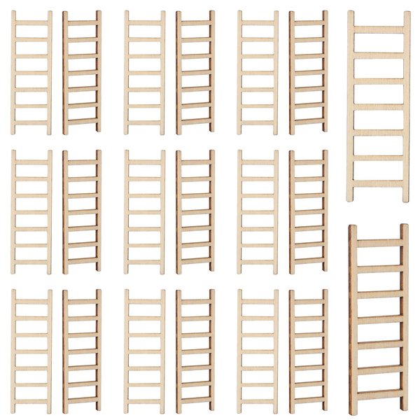20 Pcs Mini Garden Ladder 2.36''x 0.78'' Miniature Ladder Model Mini Ladder Tiny Ladder Model Wooden Mini Doll House Ladder Accessories for Landscape Dollhouse Decor