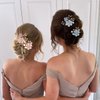 4 Pieces Bridal Flower Wedding Hair Comb Rhinestones Crystal Floral Hair Pins Hair Clips Wedding Hair Accessories Hair Jewelry for Brides Bridesmaids Women Girls(Blue)