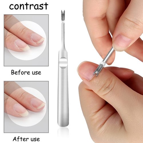 Professional Stainless Steel Cuticle Pusher, Finger Cuticle Fork Pusher, Trimmer Dead Skin Nails Cleaner Remover, Nail Art Manicure Tool for Unisex Adult