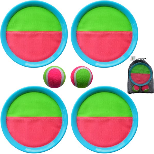 Foreverkeyu Toss and Catch Ball Set Velcro Ball Catch Game Toys Paddle Catch Ball and Toss Game Set Outdoor Toys Game Playground Sets for Backyards Garden Toys for Kids Children Adults Family 7.56 in