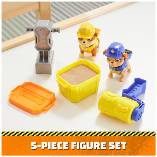 Rubble & Crew, Rubble and Mix Action Figures Set, with 3 oz of Kinetic Build-It Sand and 2 Hand Held Building Toys, Kids Toys for Ages 3 and up