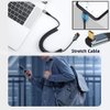 CY Stretch Coiled USB-C USB4 Cable 20Gbps 100W 8K Type-C Up Angled Male to Male Cable Power & Data for Laptop Keyboard Tablet