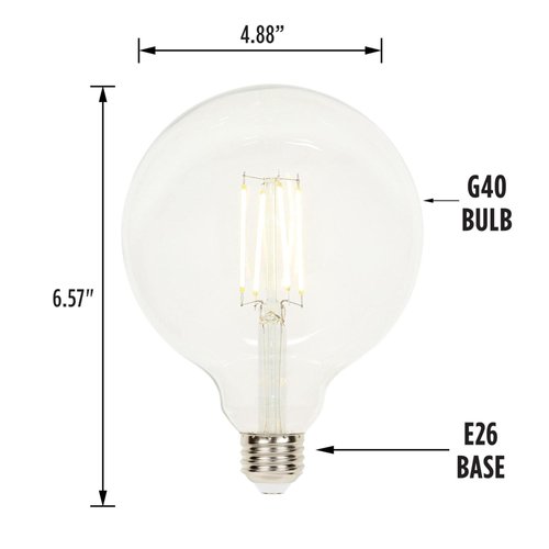 Westinghouse Lighting 5317500 6.5 Watt (60 Watt Equivalent) G40 Dimmable Clear Filament LED Light Bulb, Medium Base