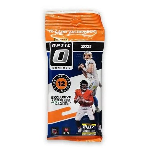 2021 Panini Donruss Optic Football Jumbo Cello Pack (Green Velocity Parallels!) - 12 Trading Cards per Pack