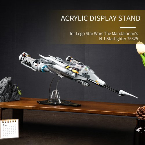 NAOCARD Acrylic Display Stand for Lego Star Wars The Mandalorian's N-1 Starfighter 75325 Building Set,Clear Acrylic Display Holder for Star-Wars Spaceship