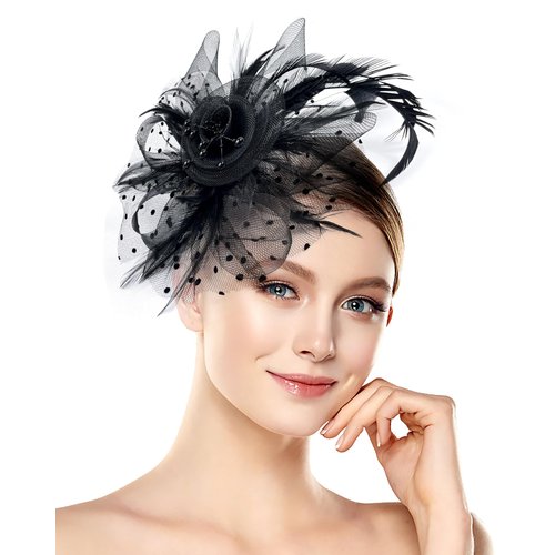 Bniksok 1920s Vintage Fascinators Hat for Women Tea Party Headband and Hair Clip Flower Weddings Halloween Cocktail Hat Themed Party Favors