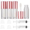 Qeuly 6ml Empty Lip Gloss Tubes, Clear Mini Lip Gloss Tubes, Lip Balm Tubes Containers with Lip Gloss Applicator Wands for Women Girls DIY Makeup Lipgloss Making Kit (D25xH86mm) (Rose Gold)