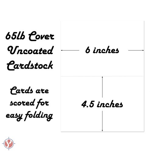 Bright Color Folding Greeting Cards | 4.5” x 6” Inches When Folded in Half | 50 Sheets Per Pack | White