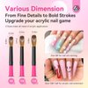 SAVILAND Acrylic Nail Brushes Set: Sizes 8, 10, 14 Nail Brushes for Professional Acrylic Powder Applications, Nails Extension, 3D Carving for Home Salon DIY Nail Art Brush Manicure Acrylic Tools Pink