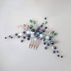 Kercisbeauty Boho Wedding Bridal Crystal Hair Comb Clips Navy Blue Green Beads Headpiece Pins Silver Headpiece Women's Dancing Ball