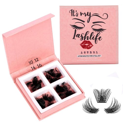 Lash Clusters, 72 Pcs Individual Cluster Lashes DIY Lash Extension 10-16mm Eyelash Clusters Volume Wispy Lashes Super Thin Band Reusable Soft & Comfortable（T11-160-D-10-16MIX）