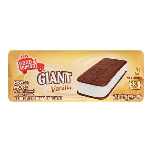 GOOD HUMOR GIANT FROZEN ICE CREAM NOVELTY VANILLA 1 CT 6 OZ
