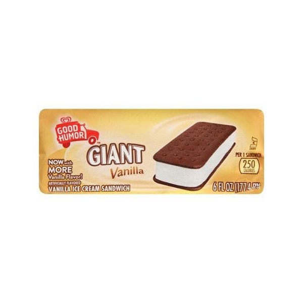GOOD HUMOR GIANT FROZEN ICE CREAM NOVELTY VANILLA 1 CT 6 OZ