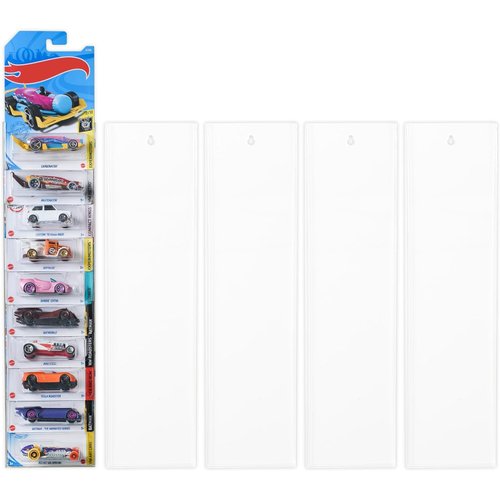 Tapeera Model Car Display Case Wall Mount - Holds Up to 50 Cars - Compatible with Hot Wheels Matchbox Packaged Cars - Diecast Blister Packed Toy Car Organizer Display Shelf Rack Wall Storage (5-Pack)