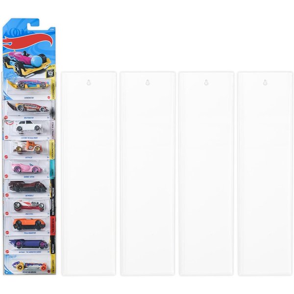 Tapeera Model Car Display Case Wall Mount - Holds Up to 50 Cars - Compatible with Hot Wheels Matchbox Packaged Cars - Diecast Blister Packed Toy Car Organizer Display Shelf Rack Wall Storage (5-Pack)