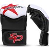 Starpro MMA Grappling Gloves Training - Good for Kickboxing Martial Arts Karate Combat Cage Fight Sparring Punch Bag Boxing Mitts | Synthetic Leather for Men & Women White & Red (White/Black, L)