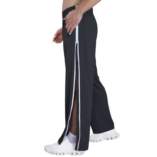 Tear Away Pants for Men's Track Pants Zipper Leg Side Full Zip Breakaway Open Pants Post Surgery Adaptive Clothing Zippered Wide Leg Athletic Sweatpants Black