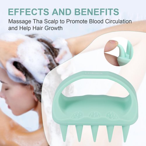 LORSEX Shampoo Brush Scalp Massager, Soft Silicone Scalp Care Hair Brush for Wet Dry Hair, Scalp Scrubber for Women Men Kids (Green)