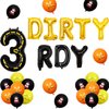Wonmelody Construction 3rd Birthday Party Decorations Dirty 3rdy Dump Truck Balloon Banner Party Decorations Black Gold Excavator Roadblock Barricade Construction Decors for 3rd Years Old Boy