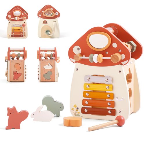 8 in 1 Wooden Activity Cube Toys for Baby Travel Sensory Toys for Toddlers 1-3 Multipurpose Educational Learning Toys for Toddlers Shape Sorter Montessori Toys for 1 2 Year Old First Birthday Gift