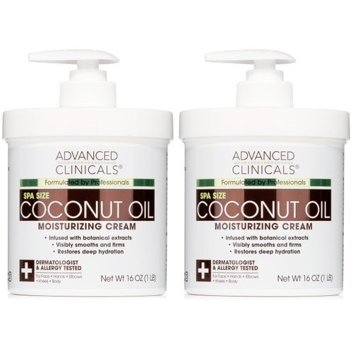 Advanced Clinicals Coconut Body Lotion Moisturizing Cream & Face Lotion For Women & Men | Coconut Lotion | Natural Coconut Oil Cream Skin Care Moisturizer Body Butter Balm For Dry Skin, 16Oz, 2-Pack