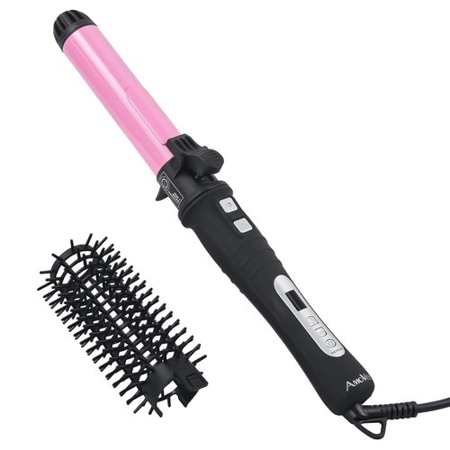 AmoVee Rotating Curling Iron, 1.25 Inch Auto Ceramic Curling Iron, Adjustable Temps 180 °F to 410 °F, Dual Voltage, A Valentines Day Gifts for Her