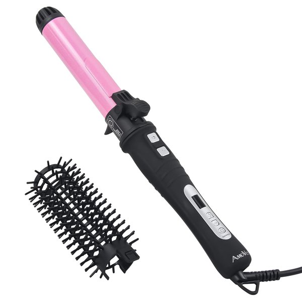 AmoVee Rotating Curling Iron, 1.25 Inch Auto Ceramic Curling Iron, Adjustable Temps 180 °F to 410 °F, Dual Voltage, A Valentines Day Gifts for Her