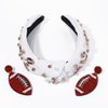 Football Knotted Headband Rhinestone Crystal Wide Headband Headpiece Football Beaded Dangle Earrings Game Day Hairband Hair Accessories Gift for Football Mom (white football headband earings)