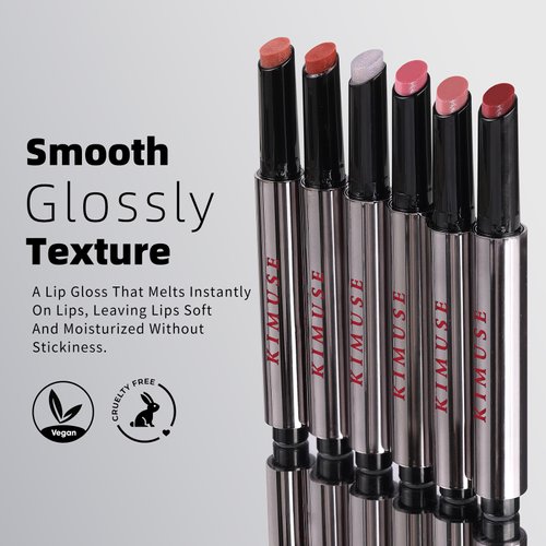 KIMUSE Juicy & Glowy Lip Balm Duo, Vegan Lip Gloss, Moisturizing Solid Lipstick, Lip Plumper for Long-wearing, Cruelty-Free