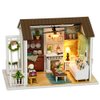 TuKIIE DIY Miniature Dollhouse Kit, 1:24 Scale Wooden Mini Christmas Doll House Accessories with Furniture for Kids Teens Adults(Happy Times)