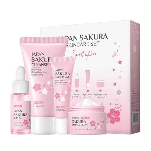 1 Pack Skin Care Set, Containing Deep Cleansing Facial Cleanser+ Hydrating Facial Cream + Skin Refining Facial Serum+Firming Eye Cream, Smoothing Fine Lines