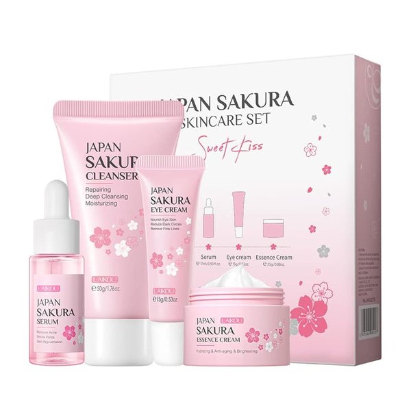 1 Pack Skin Care Set, Containing Deep Cleansing Facial Cleanser+ Hydrating Facial Cream + Skin Refining Facial Serum+Firming Eye Cream, Smoothing Fine Lines