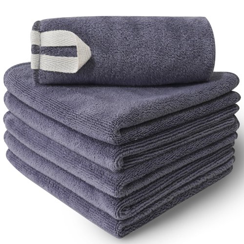 Natwag Makeup Remover Cloth, 12 x 12 Inch Microfiber Makeup Remover Towels Erase Makeup with Just Water, Reusable Grey Microfiber Face Towels Washcloths