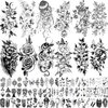 72 Sheets 3D Flowers Temporary Tattoos for Women Adult, Fake Tattoos Body Art Arm Sketch Tattoo Stickers for Women and Girls