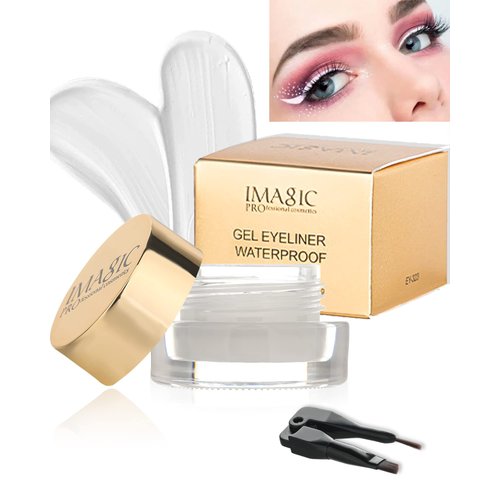 White Eyeliner Gel Pot, Long Lasting Waterproof Eyeliner Cream Gel, High-Intensity Pigments Smudge-Proof Eye Liner Eyebrow Pomade, Makeup Gift for Women Girl delineador de ojos contra el agua