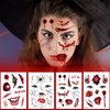 Halloween Face Temporary Tattoos 3D Bleeding Wound Mouth Tattoo Stickers Fake Scar Horror Eyes Spider Web Bullet Joker Tattoos for Adults Kids Makeup Kit for Day of the Dead Cosplay Party 9 Sheets