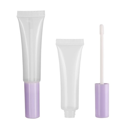 COSIDEA 50 pack Empty Purple 15ml Squeeze lip gloss tubes with wand 0.5oz soft lipgloss container chapstick containers empty tube
