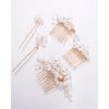 Bridal Hair Accessories, Beusoulover 5 Parks Gold Pearl Hair Pins and Combs or Women Wedding, Bridesmaid, Flower Girl, U Shaped Bridal Flower Rhinestone Pearl Hair Pins Hair Vine Hair Piece (Gold)
