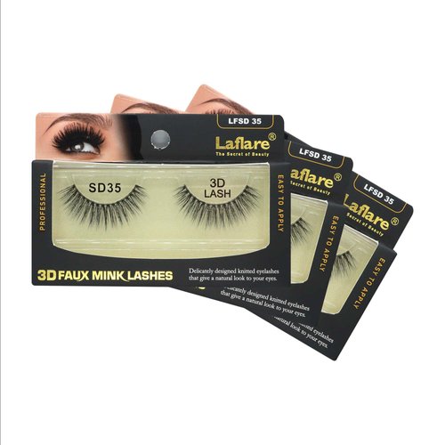 Laflare Silk Lashes 3D FAUX MINK Eyelashes, Light, Reusable, Handmade, Natural Looking, Professional Easy to Apply Eyelashes in a Knitted Style3-3 PACKS BUNDLE SPECIAL (3, SD35)